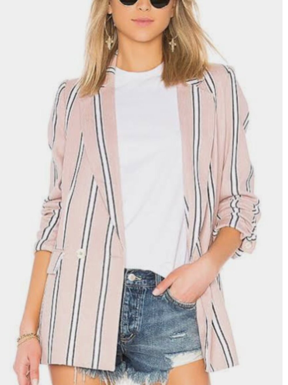 Free People Uptown Girl Oversized Striped Blazer Small S